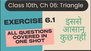 Class 10th Ch 06 Triangles Exercise 61 All Questions [upl. by Otnas]