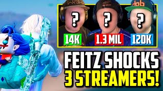 FEITZ SHOCKED 3 STREAMERS WITH 1V4 ON THEIR LIVESTREAM  PUBG Mobile [upl. by Eniamrehs]