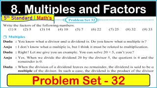 Problem set 32 Multiples and Factors Chapter 8 5th standard Math  Problem Set 32 Chapter 8 math [upl. by Lehcor207]