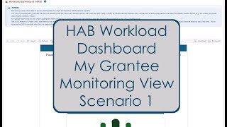 HAB Workload Dashboard My Grantee Monitoring View Scenario 1 [upl. by Eeluj508]