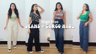 Amazon HIGH WAIST Jeans Cargo Pants Haul  Amazon Sale haul [upl. by Boylston]