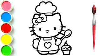 Hello kitty drawing and painted for kids  hello kitty drawing [upl. by Michell]