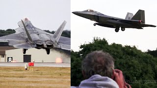 🇺🇸 Elmendorf AFB F22 Raptor Jets Arrive in UK at RAF Lakenheath [upl. by Maurilla]