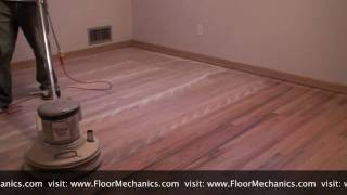 Hardwood floor refinishing Buffing between coats of finish [upl. by Aesoh]