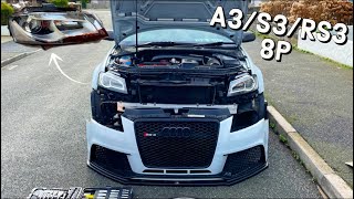 INSTALLING NEW HEADLIGHTS TO THE RS3 HOW TO FIT HEADLIGHTS A3S3RS3 8P [upl. by Topping]