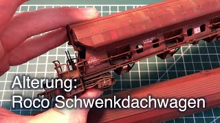 Howto Güterwagenalterung in H0 Roco Schwenkdachwagen Tadgs 959 [upl. by Curley]