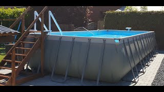 INTEX Frame Pool 732x366x132 Aufbau und Fazit noch einem Jahr [upl. by Idnem896]