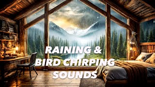 FREE SOUND NO COPYRIGHT Raining and bird chirping outside farmhouse [upl. by Bilac]