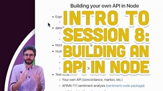 81 Intro to Session 8 Building an API in Node  Programming with Text [upl. by Airtina870]