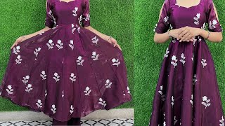 Designer Anarkali Cutting Stitching  Long frock Cutting Stitching Full Tutorial  Easy Method [upl. by Heaps]