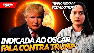 SE QUEIMOU LILY GLADSTONE FAZ DISCURSO CONTRA TRUMP ANTES DO OSCAR 2024 [upl. by Nuahc]