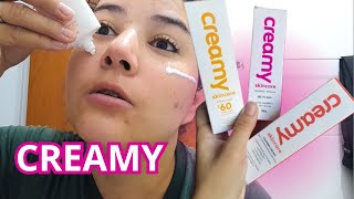 SKINCARE TESTANDO PRODUTOS DA CREAMY skincare cuidadoscomapele [upl. by Marlo]