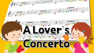 A Lovers Concerto 러버스 콘체르토 악보 반주 MR  핸드벨 리코더 붐웨커  색깔 악보  뮤앤무 악보 MR [upl. by Airtemad354]