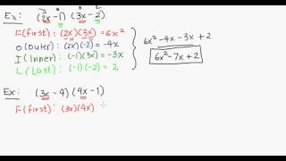 Algebra Expanding the Product of Two Binomial Factors FOIL Part 1 [upl. by Kowatch753]