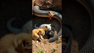 🐍🐱Snake Protecting Cats python cat kitten anaconda snake shorts [upl. by Lhamaj537]