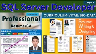 SQL Developer Resume  best resume for 2024  Resume kaise banaye  data analyst resume  resume [upl. by Derward796]