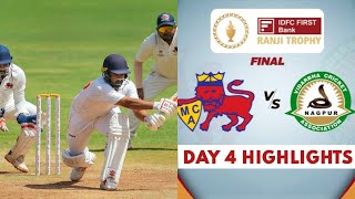 Mumbai vs vidarbha ranji trophy final 2024 day 4 highlights [upl. by Etteoj64]