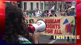 Demonstranten in Brussel hekelen de opkomende antiimmigratiepartij [upl. by Lustick657]