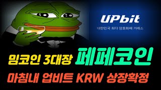 페페코인 드디어 업비트 원화마켓 상장확정 밈코인 3대장의 위엄 상장일 300상승예약 페페코인 밈코인 PEPE 도지코인 시바이누코인 업비트 [upl. by Helsell]