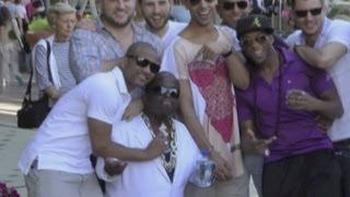 JLS Marvin handcuffed to midget on stag do in Vegas [upl. by Vine]