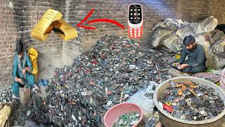 Unbeatable Method Pure 24K Gold Extraction From Waste Cell Phones How to Gold Recover from Mobile [upl. by Llenehc499]