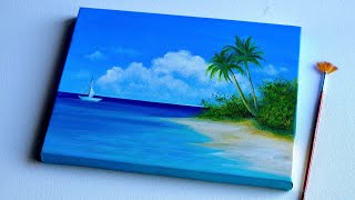 Seascape Painting  Sea Painting  Acrylic Painting for Beginners [upl. by Shayne]