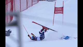 Mikaela Shiffrins GIANT Slalom Crash SHOCKS the World Cup ⛷️ [upl. by Kimmy424]