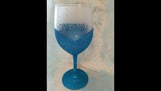 Glittered and Etched Wine Glass Tutorial by Shimmer Wren [upl. by Eimas]