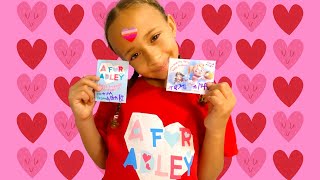 A for Adley Valentine CRAFTS and merch DIY Valentines Day Cards [upl. by Assej]