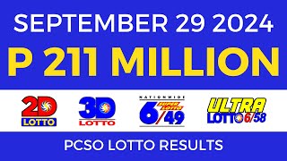 Lotto Result Today 9pm September 29 2024  PCSO Complete [upl. by Spiros]