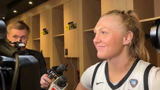 Sydney Affolter interview after Iowas Final Four win over UConn [upl. by Hurlee760]