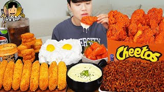 ASMR MUKBANG 직접 만든 치토스 양념 치킨먹방 치즈스틱 짜파게티 레시피 FRIED CHICKEN AND BLACK BEAN NOODLES EATING SOUND [upl. by Erving]