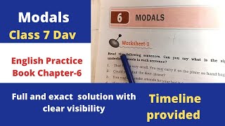 Modals class 7 Dav  Dav Class 7 English Practice Ch6 Modals Full Solution  Collection of buddy [upl. by Sedlik]