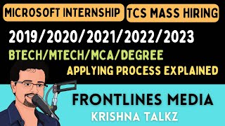 TCS MASS HIRING  MICROSOFT CHALLENGE  BTECHDEGREE  20192020202120222023  KRISHNA TALKZ [upl. by Rodrique]