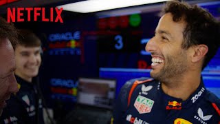 Ricciardo’s Red Bull Silverstone Test  Formula 1 Drive to Survive  Netflix [upl. by Ahsinawt]