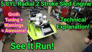 5 Cylinder Radial Two Stroke Snowmobile Engine Runs Vintage Race Snowmobile [upl. by Everick780]