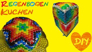 Regenbogentorte mit MampMs Stern backen Kuchen Geburtstagstorte rainbowcake Eva backt [upl. by Naneek]