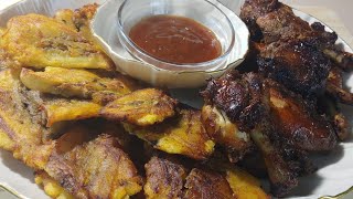 Delicious honey barbecue wings with green plantains so delicious 😋 [upl. by Enrique]