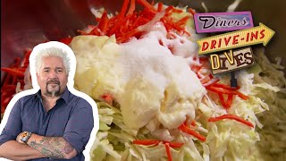 How to Make One Righteous Chili Dog  Diners Driveins and Dives with Guy Fieri  Food Network [upl. by Deonne]