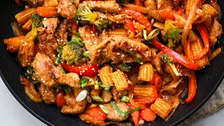 Sweet And Spicy Pork StirFry Recipe [upl. by Weissman361]