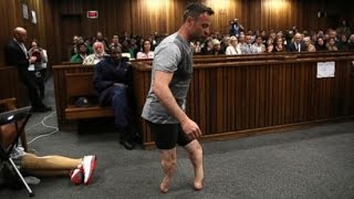 Oscar Pistorius Removes Prosthetic Legs in Court [upl. by Kass]