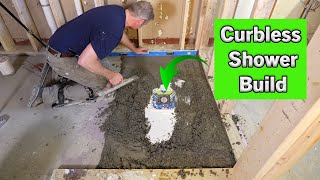 Curbless Shower Build over Concrete [upl. by Aivatnuahs]