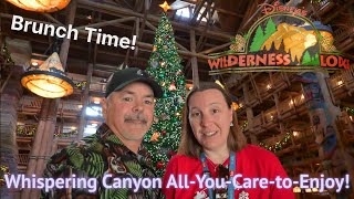 Whispering Canyon Brunch at Disneys Wilderness Lodge  GIANT Christmas Tree amp Decorations [upl. by Earley]