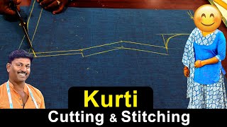 Kurti Cutting and Stitching Detailly Explained in Tamil  Tailoring in Tamil  Tailor Bro [upl. by Daloris469]