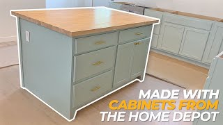 Making A Kitchen Island Out Of Home Depot Cabinets  High End amp Low Cost [upl. by Naired]