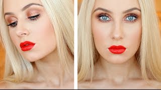 Copper Sparkle  Flirty Red Lips Makeup Tutorial  Lauren Curtis [upl. by Imak]