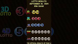 Lotto Result Today 900 pm draw September 30 2024 shorts [upl. by Esina446]