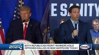 Both Republican frontrunners hold opposing rallies in New Hampshire Tuesday [upl. by Ailana]