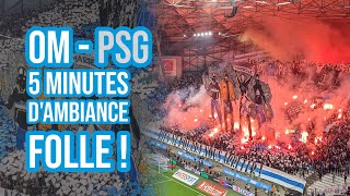 OM  PSG  5 minutes dambiance chants et tifos au Vélodrome [upl. by Ahserkal]