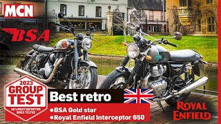 Battle for the best British retro BSA Gold Star VS Royal Enfield Intercepter 650  MCN Review [upl. by Itsrejk903]